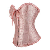 New Chinese - Style Jacquard Large - Size Waist - Cinching Outerwear Boned Corset Bustier with Steel Buckle Lacing - Coscosmos